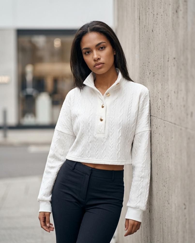 Statement Street - Nosen | Kurzgeschnitten Strukturiert Sweatshirt Damen