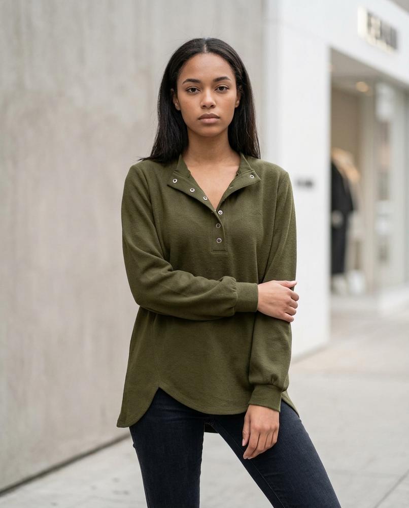 Statement Street - Niral | Geknöpft Langärmlig Sweatshirt Damen