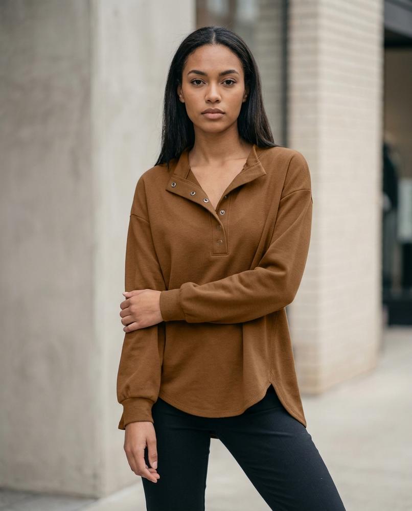 Statement Street - Niral | Geknöpft Langärmlig Sweatshirt Damen