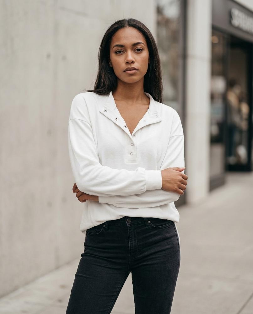Statement Street - Niral | Geknöpft Langärmlig Sweatshirt Damen