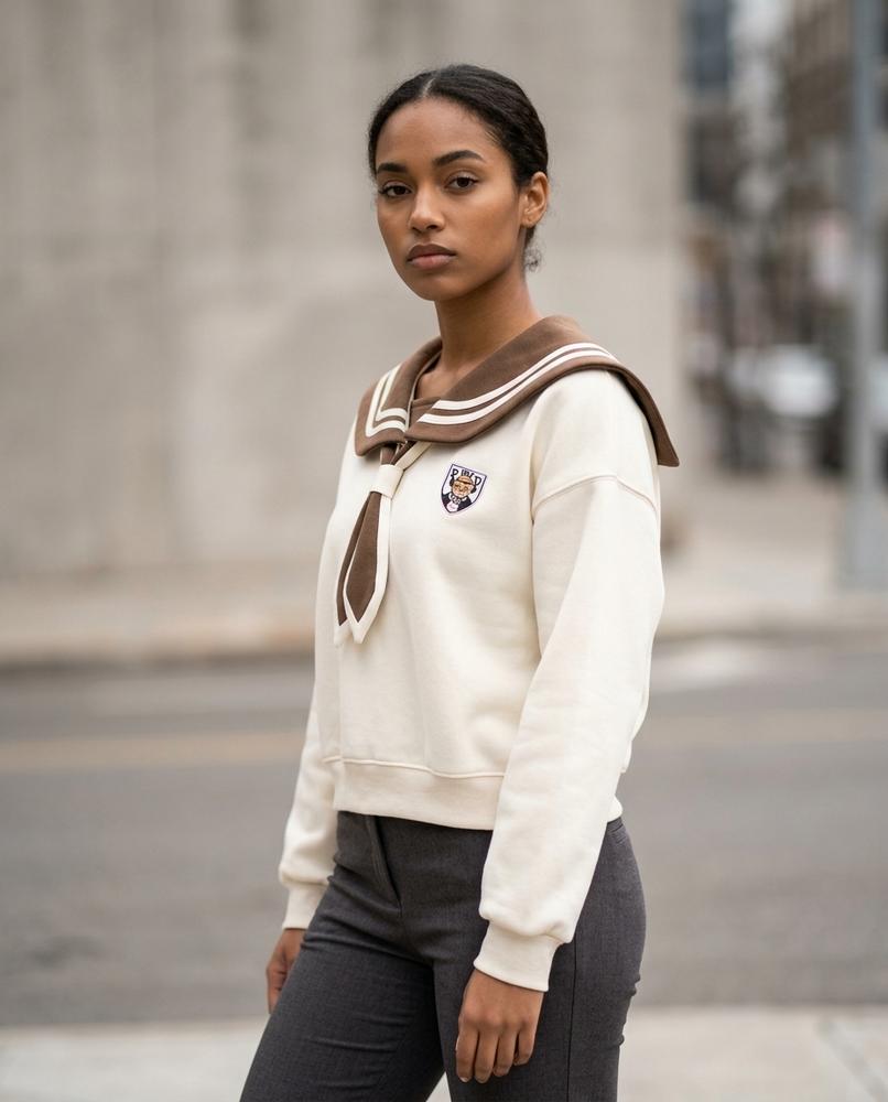 Statement Street - Noron | Maritimes Kurzgeschnittenes Sweatshirt Damen