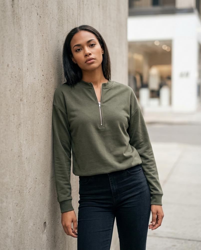 Statement Street - Semin | Reißverschluss Rundhals Sweatshirt Damen