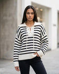 Statement Street - Talom | Gestreift Geschnürt Pullover Damen