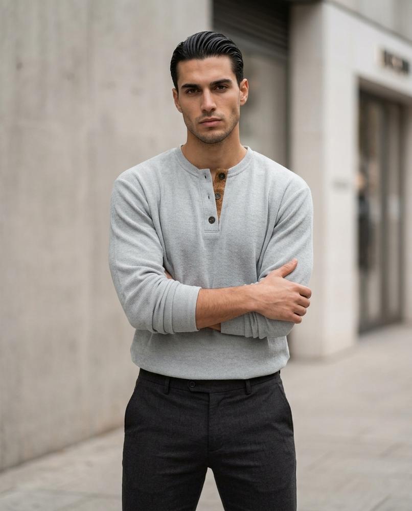 Statement Street - Niram | Langärmliges Strukturiertes Shirt Herren