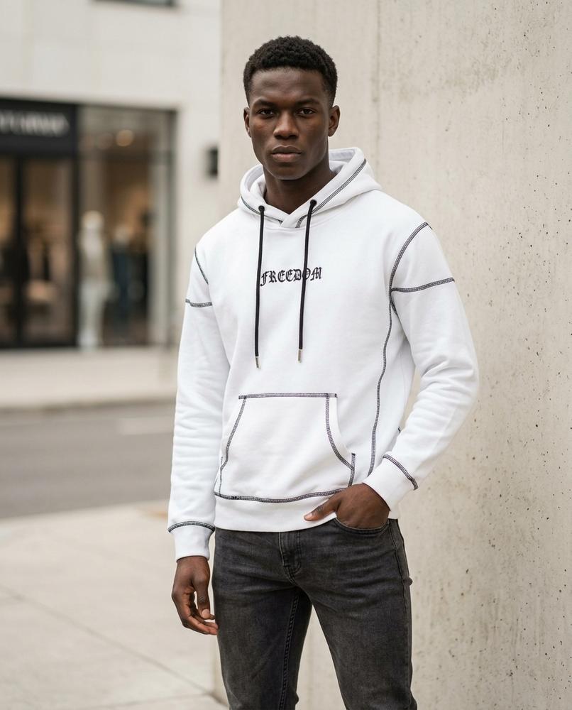 Statement Street - Lydar | Kontrastgesteppt Bestickt Hoodie Unisex