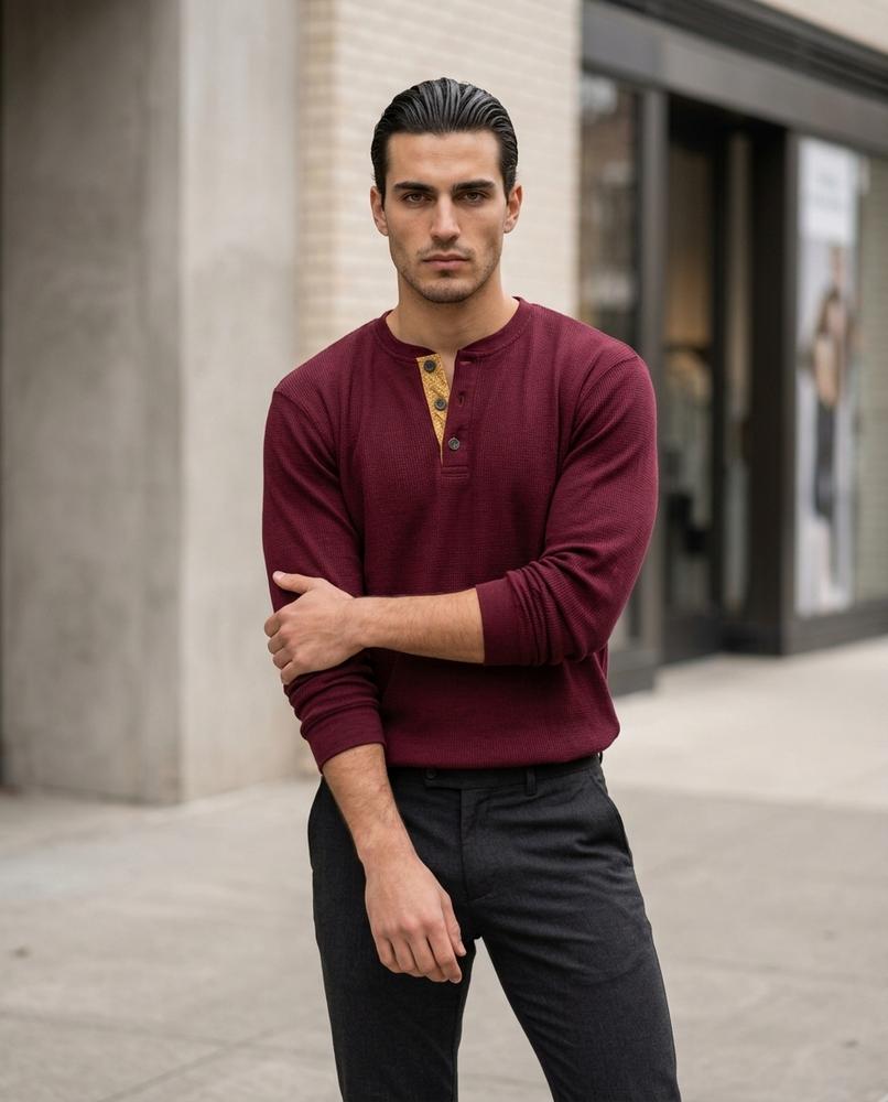 Statement Street - Niram | Langärmliges Strukturiertes Shirt Herren