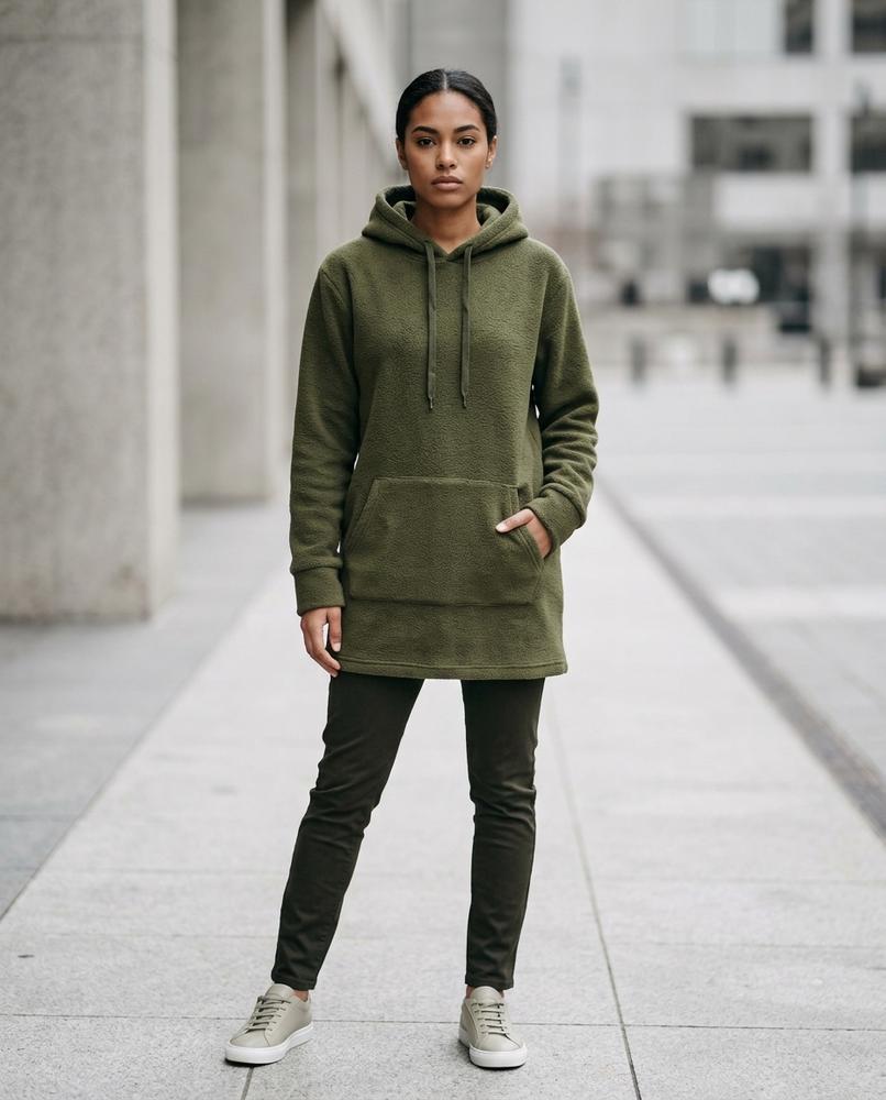 Statement Street - Novin | Langer Unifarbener Hoodie Damen