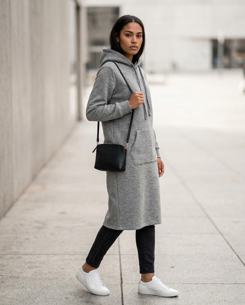 Statement Street - Novin | Langer Unifarbener Hoodie Damen