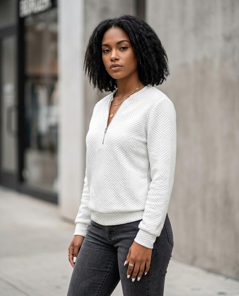 Statement Street - Sarev | Gesteppt Gezipft Sweatshirt Damen