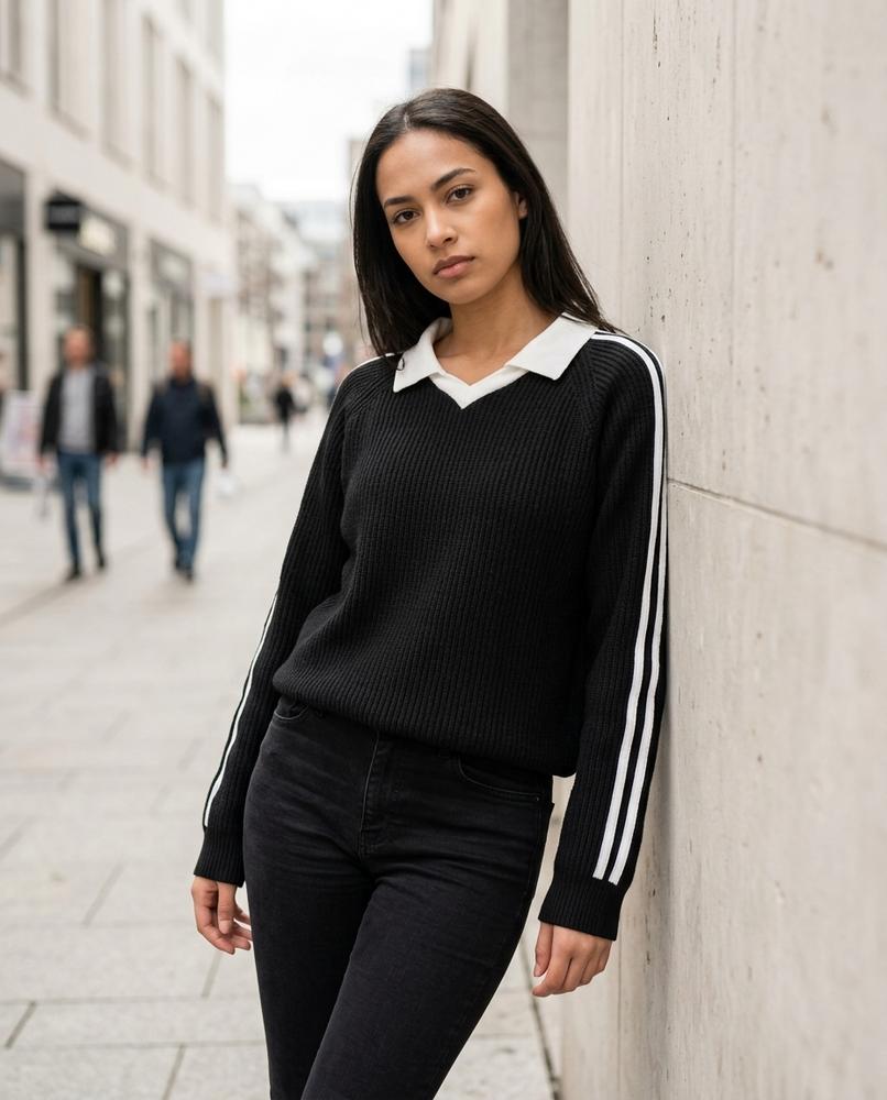 Statement Street - Mihal | Gerippter Gestreifter Pullover Damen