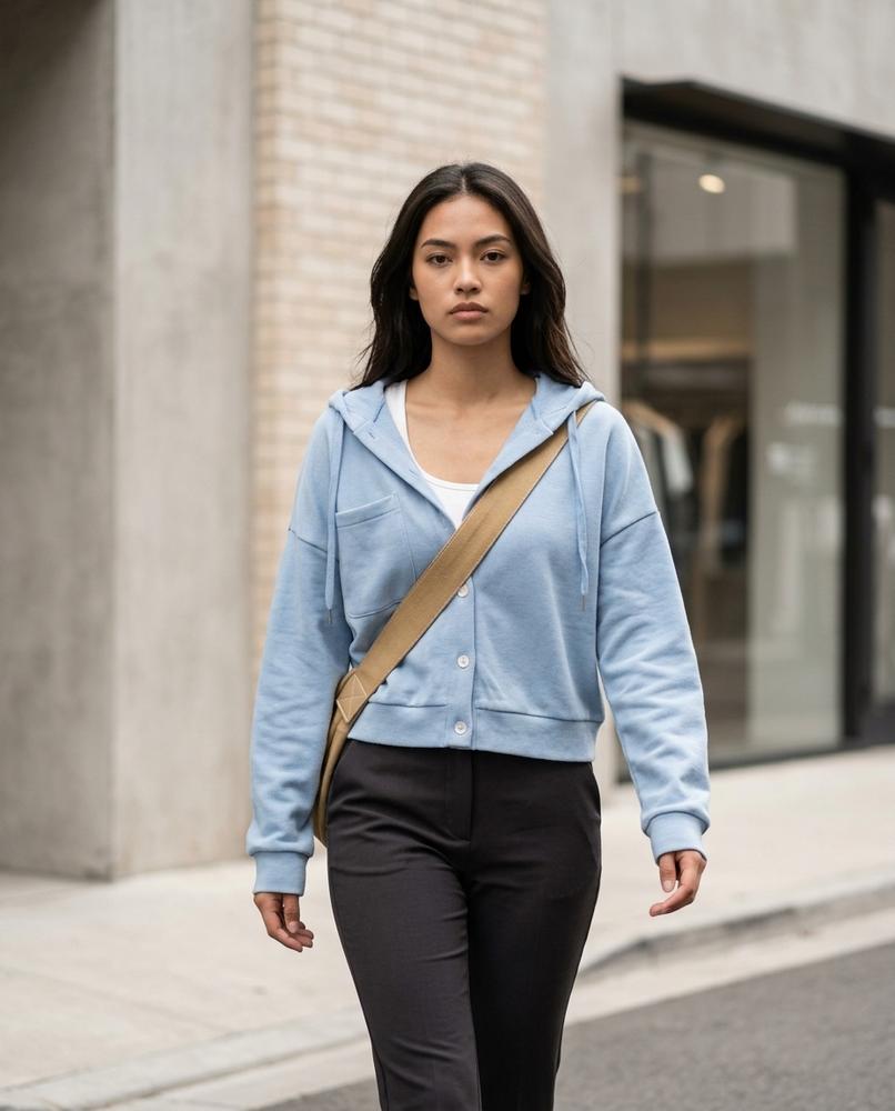 Statement Street - Tasel | Geknöpfter Kurz Geschnittener Hoodie Damen