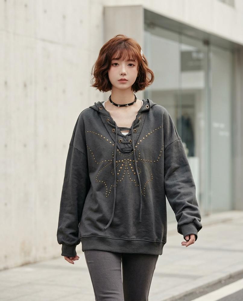Statement Street - Lamir | Geschnürt Besetzt Hoodie Damen