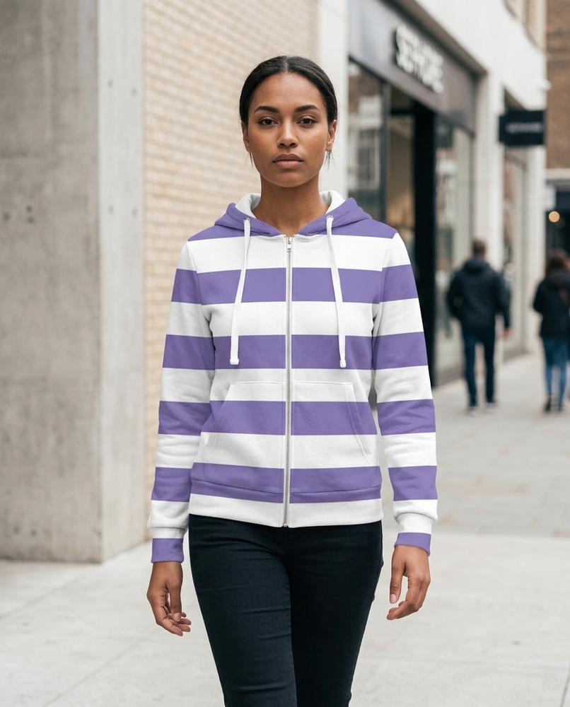 Statement Street - Maron | Gestreifter Taillierter Hoodie Damen