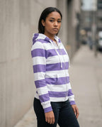 Statement Street - Maron | Gestreifter Taillierter Hoodie Damen