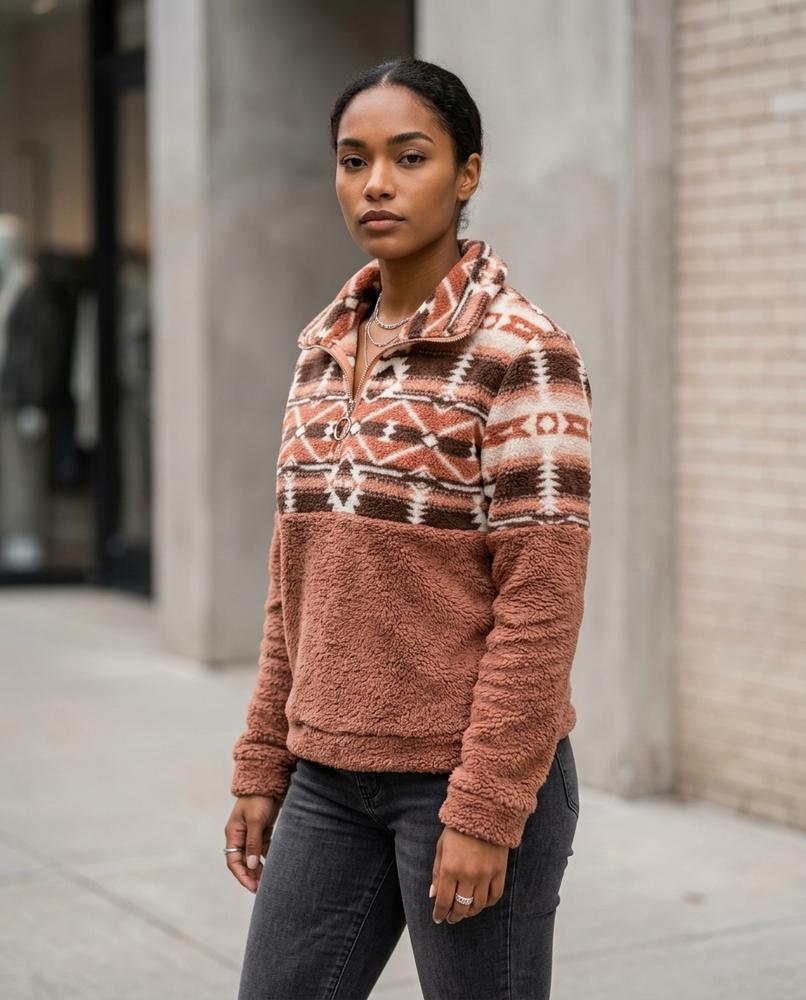 Statement Street - Nerev | Gemustert Plüschig Pullover Damen