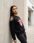 Statement Street - Sesan | Ausgeschnitten Perlenbesetzt Sweatshirt Damen