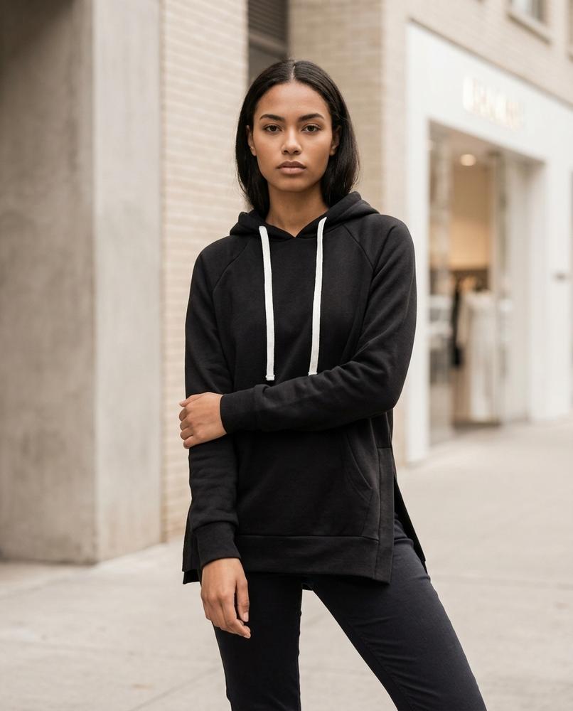 Statement Street - Kalev | Langärmliger Seitlich Geschlitzter Hoodie Damen