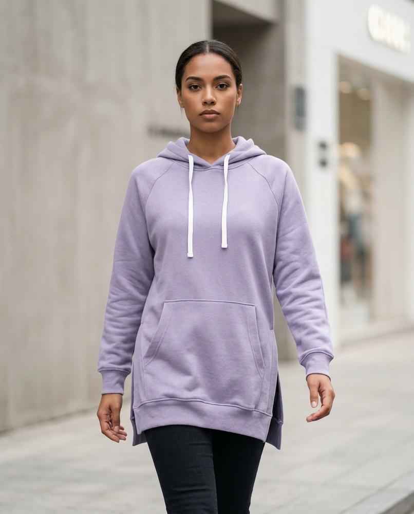 Statement Street - Kalev | Langärmliger Seitlich Geschlitzter Hoodie Damen
