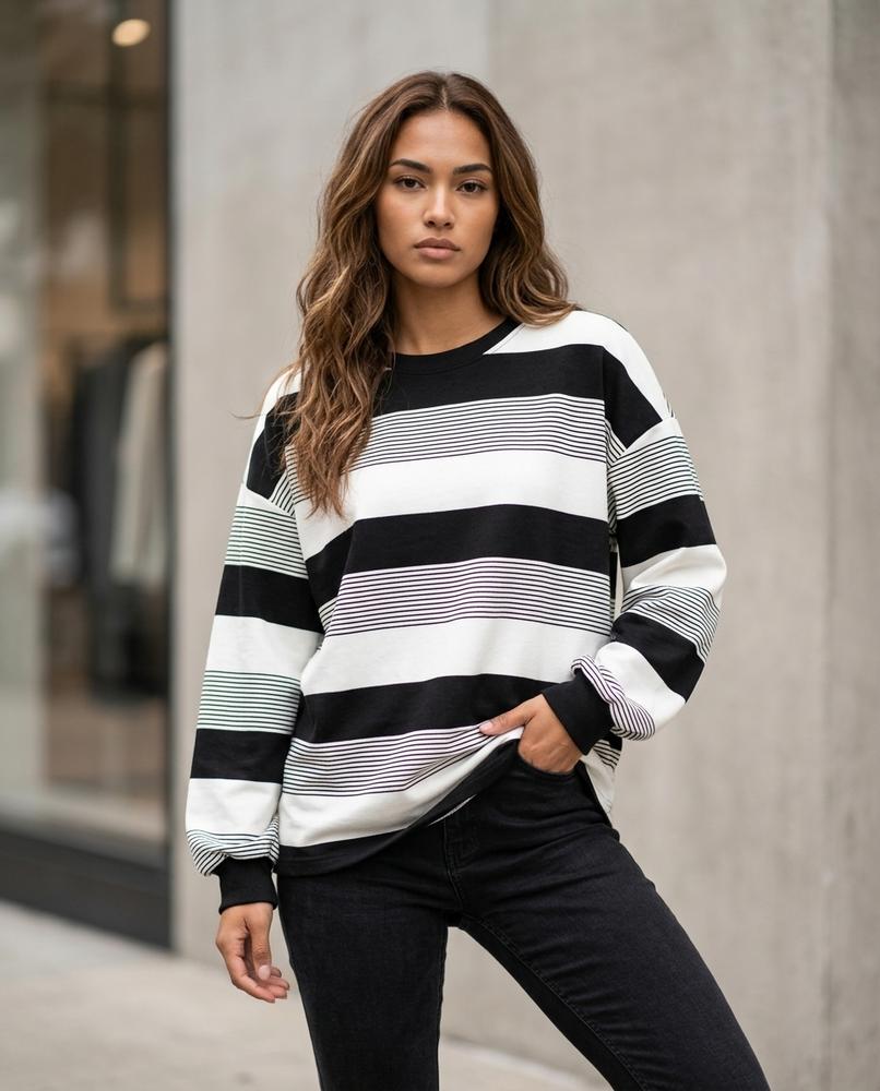 Statement Street - Memen | Gestreift Langärmlig Pullover Damen