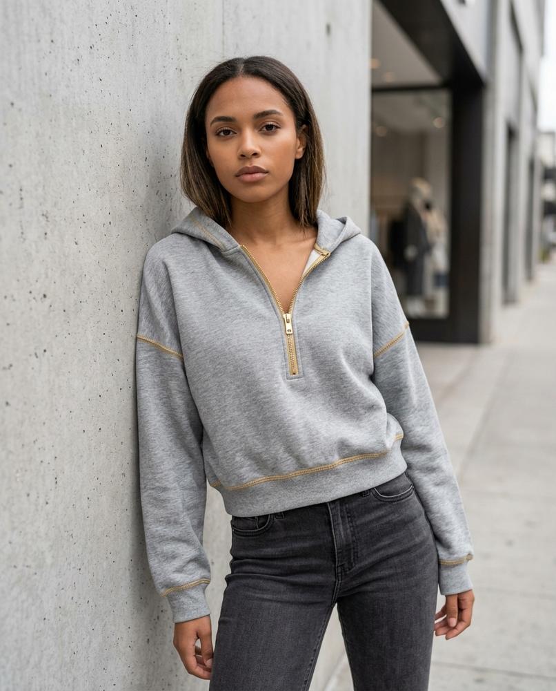 Statement Street - Nepos | Reißverschluss Taillenlang Hoodie Damen