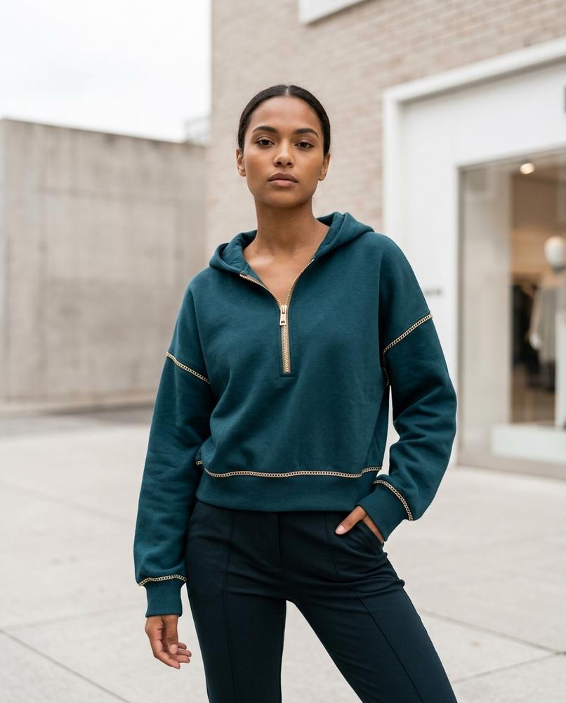 Statement Street - Nepos | Reißverschluss Taillenlang Hoodie Damen