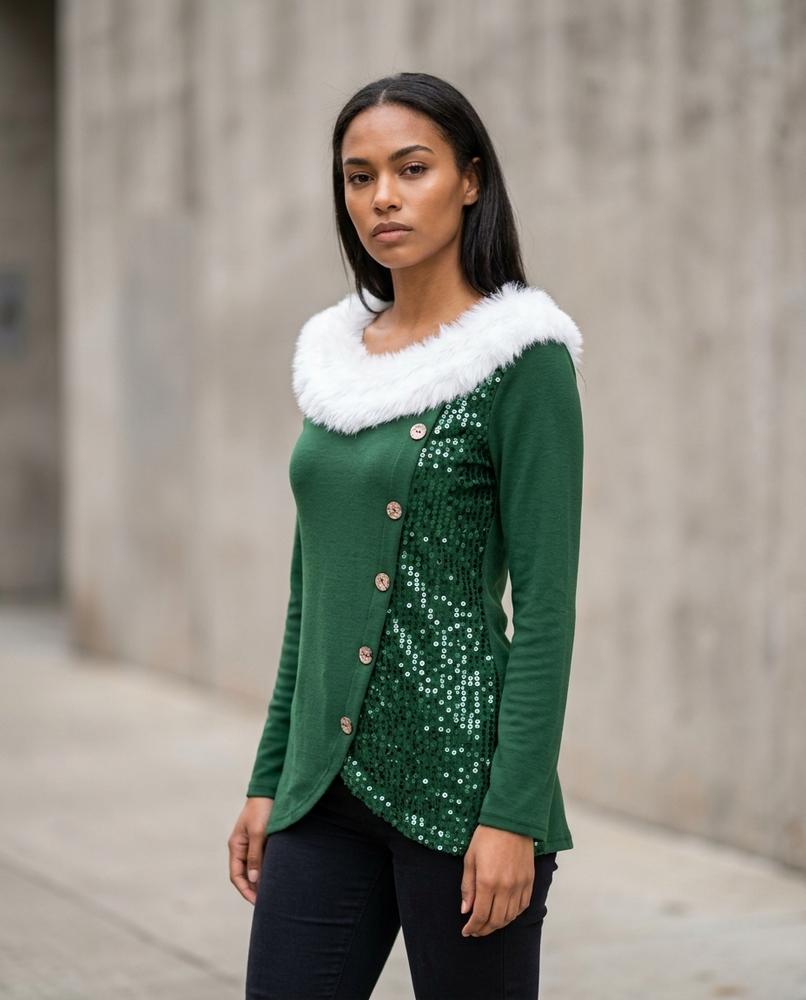 Statement Street - Nalad | Asymmetrisch Paillettenbesetzt Tunika Damen