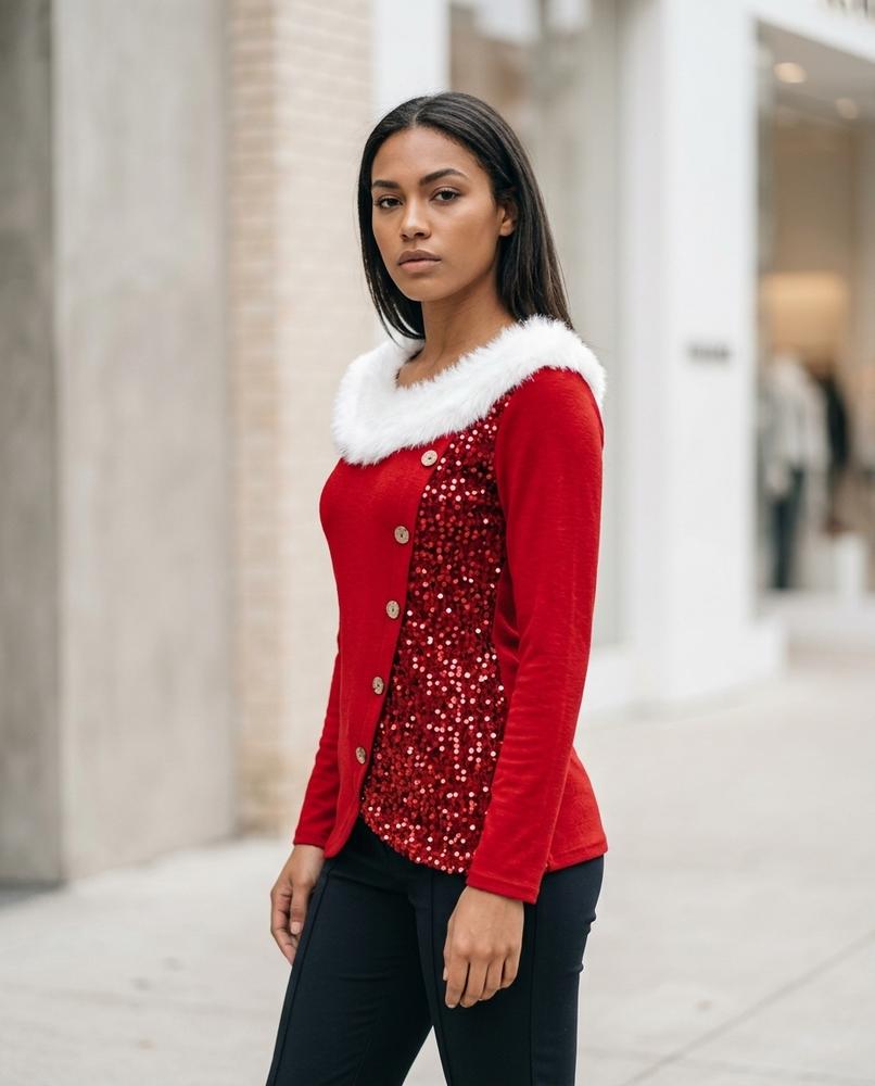 Statement Street - Nalad | Asymmetrisch Paillettenbesetzt Tunika Damen