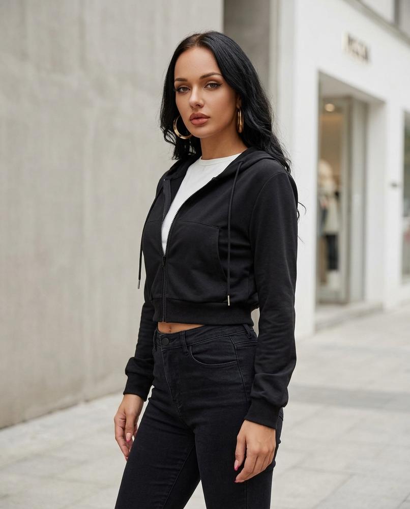 Statement Street - Rekim | Kurzgeschnittener Langärmliger Hoodie Damen