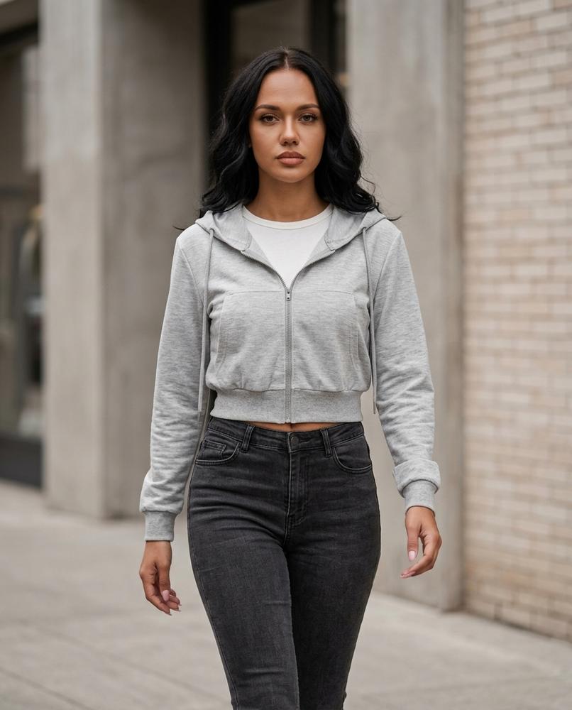 Statement Street - Rekim | Kurzgeschnittener Langärmliger Hoodie Damen