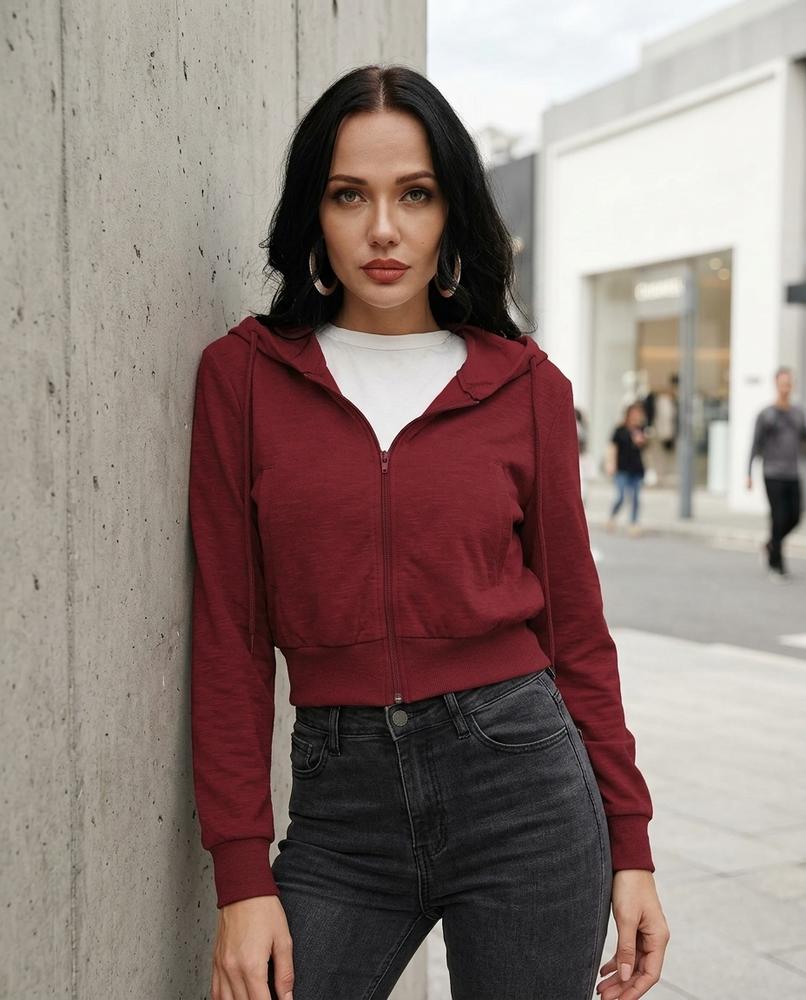 Statement Street - Rekim | Kurzgeschnittener Langärmliger Hoodie Damen