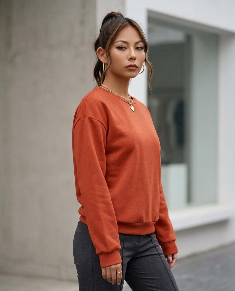 Statement Street - Demur | Langärmliges Einfarbiges Sweatshirt Damen