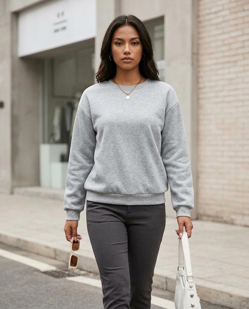 Statement Street - Demur | Langärmliges Einfarbiges Sweatshirt Damen