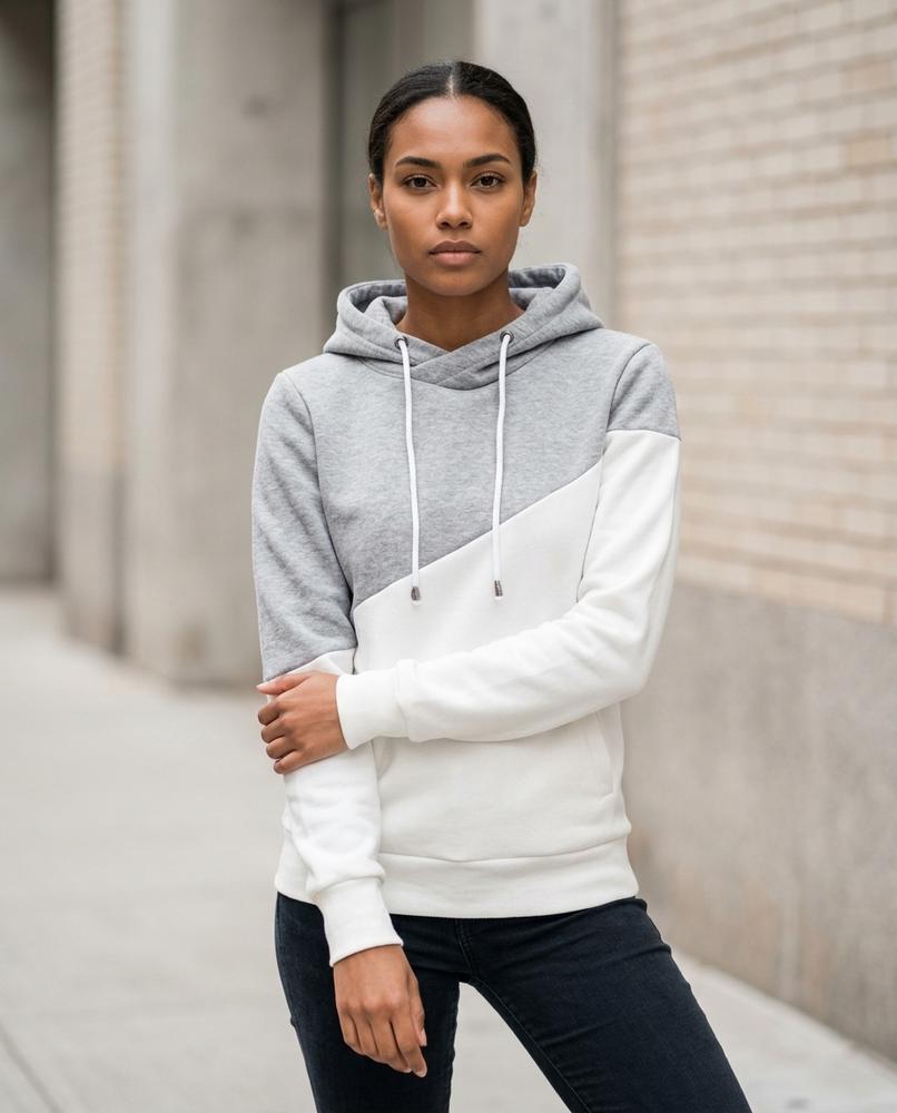 Statement Street - Lamim | Zweifarbiger Langärmeliger Hoodie Damen