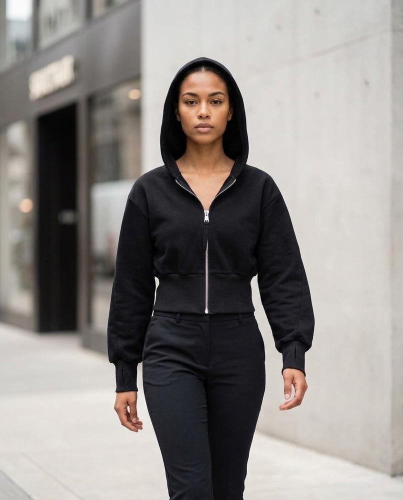 Statement Street - Sozus | Reißverschluss Kurz Geschnittener Hoodie Damen
