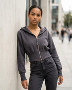 Statement Street - Sozus | Reißverschluss Kurz Geschnittener Hoodie Damen