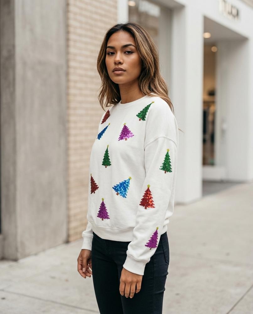 Statement Street - Mibat | Paillettenbesetzt Langärmelig Sweatshirt Damen