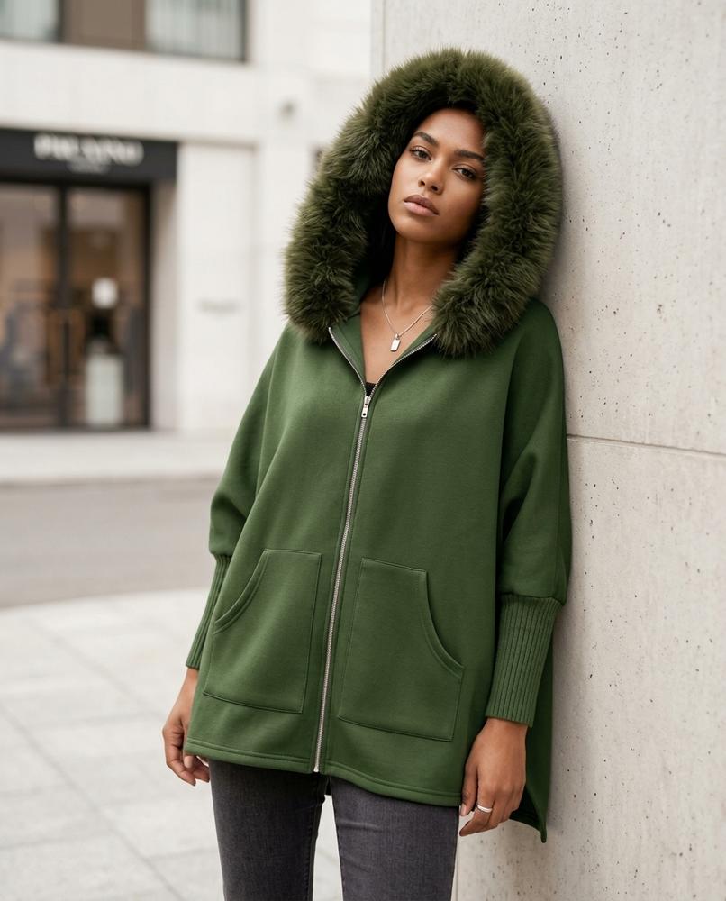 Statement Street - Vusan | Weit Geschnittene Pelzbesetzte Jacke Damen