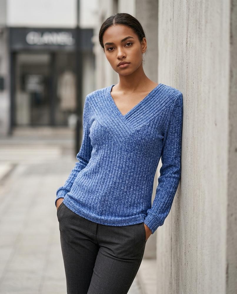 Statement Street - Digat | Überlappender Gerippter Pullover Damen