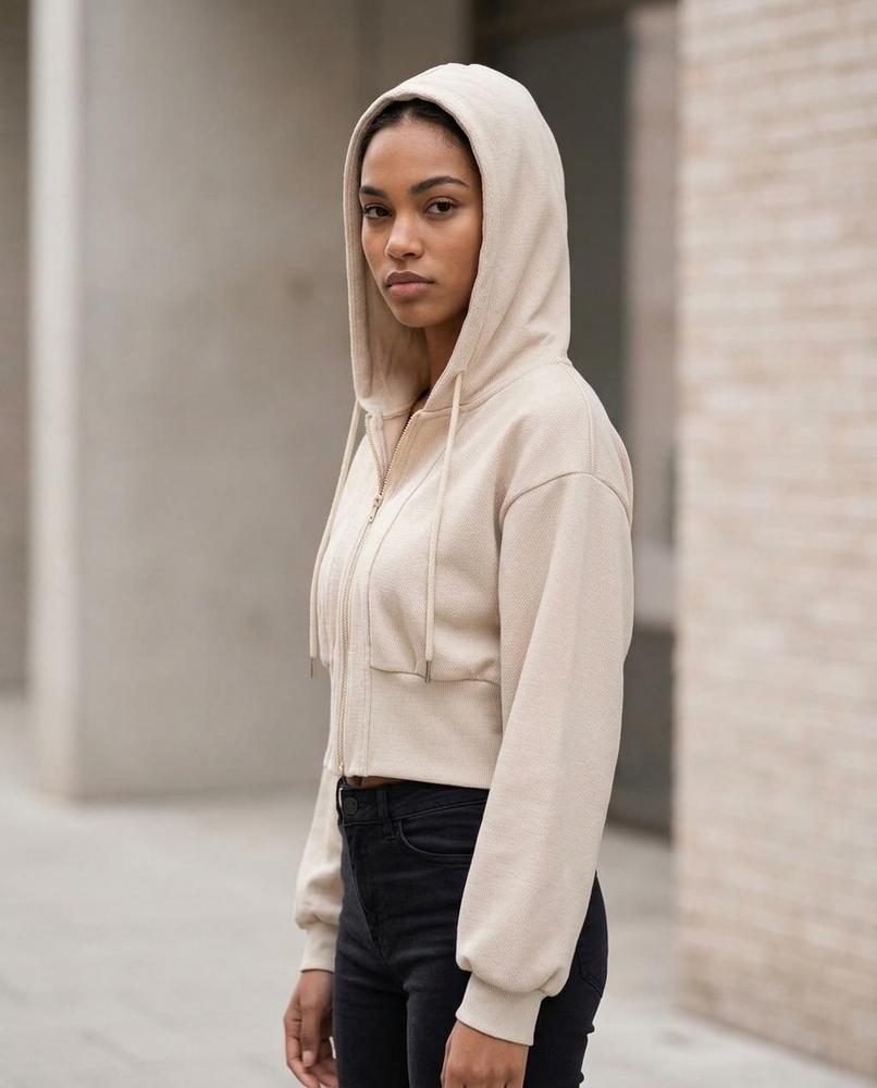 Statement Street - Mevad | Kurzgeschnittener Strukturierter Hoodie Damen