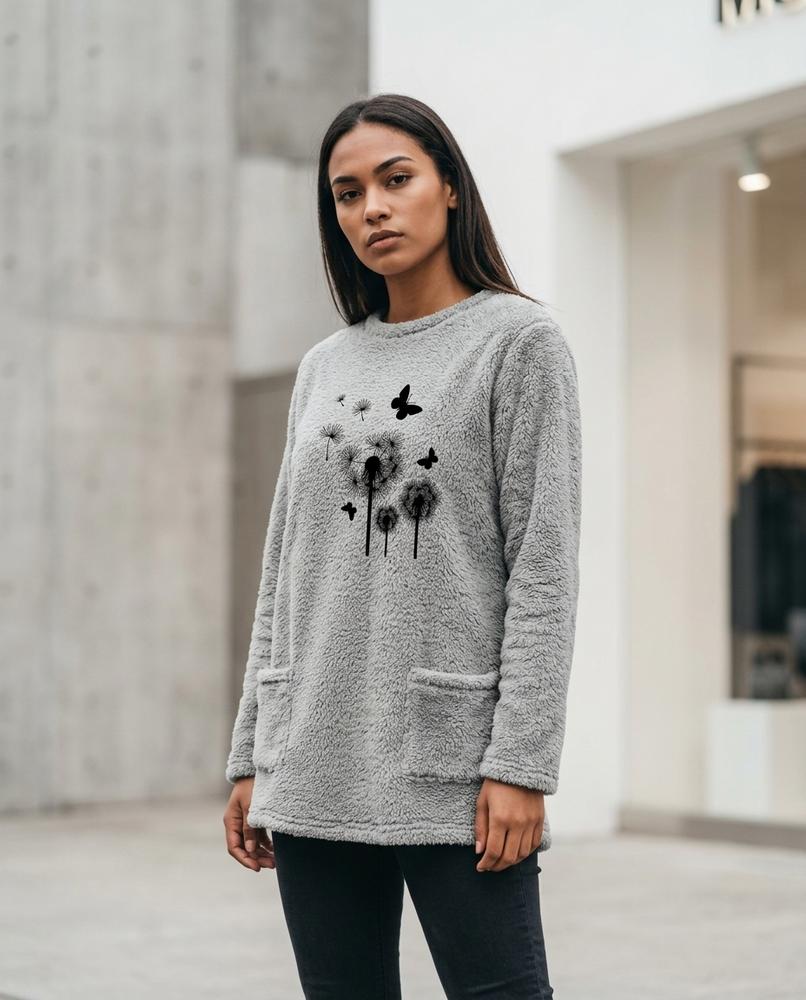 Statement Street - Rupok | Plüschig Langärmlig Tunika Damen