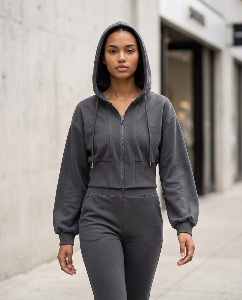 Statement Street - Mevad | Kurzgeschnittener Strukturierter Hoodie Damen