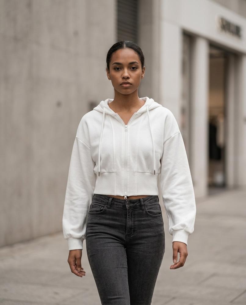 Statement Street - Mevad | Kurzgeschnittener Strukturierter Hoodie Damen