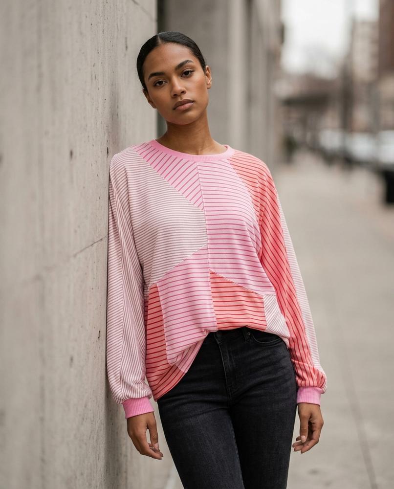 Statement Street - Vuren | Gestreift Langärmlig Shirt Damen