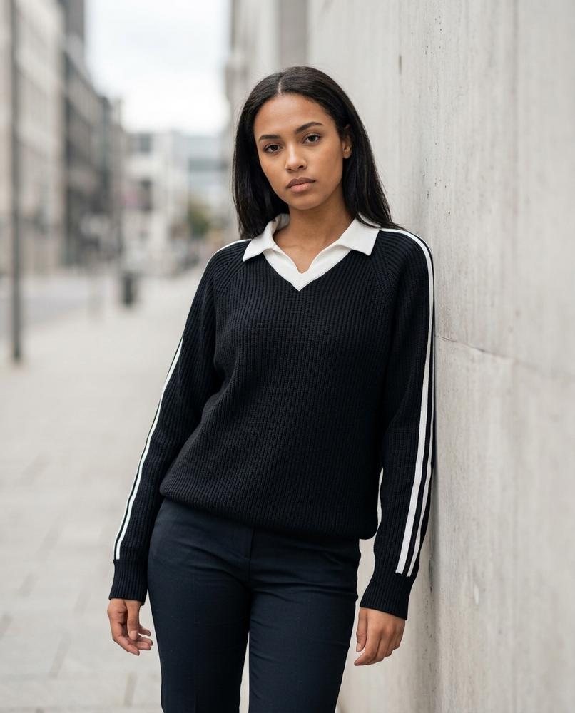 Statement Street - Vinar | Gerippt Langärmlig Pullover Damen