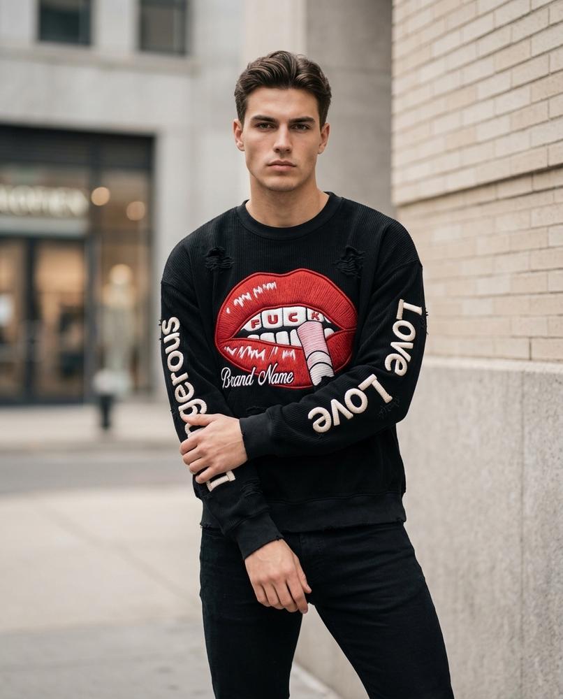 Statement Street - Tolen | Bestickt Gerippt Sweatshirt Unisex