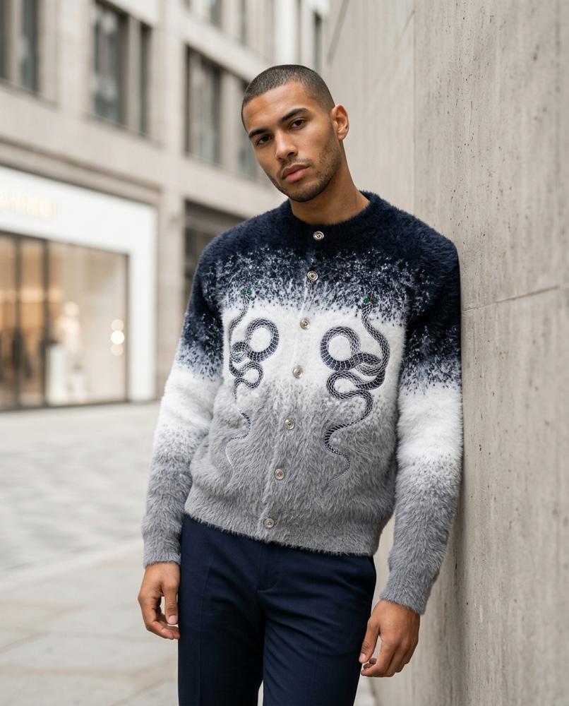 Statement Street - Kunon | Flauschiger Gemusterter Cardigan Unisex