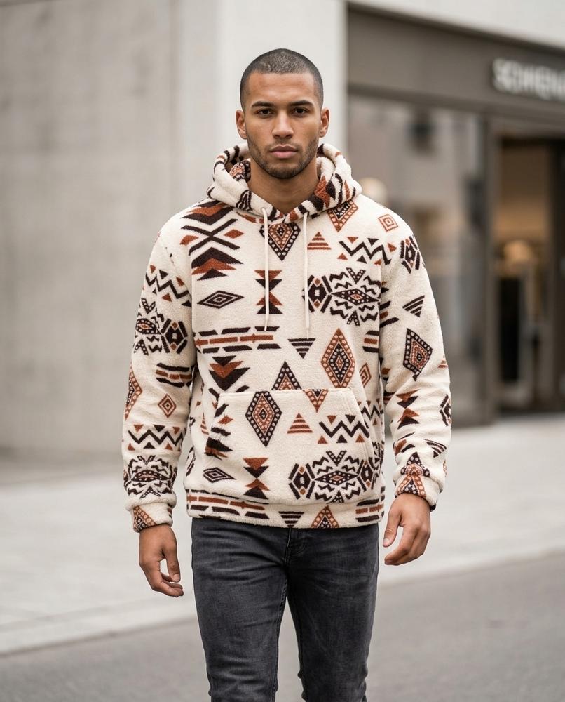 Statement Street - Makul | Gemusterter Plüschiger Hoodie Unisex