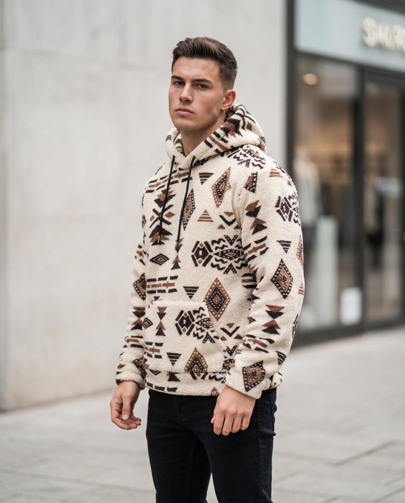 Statement Street - Makul | Gemusterter Plüschiger Hoodie Unisex