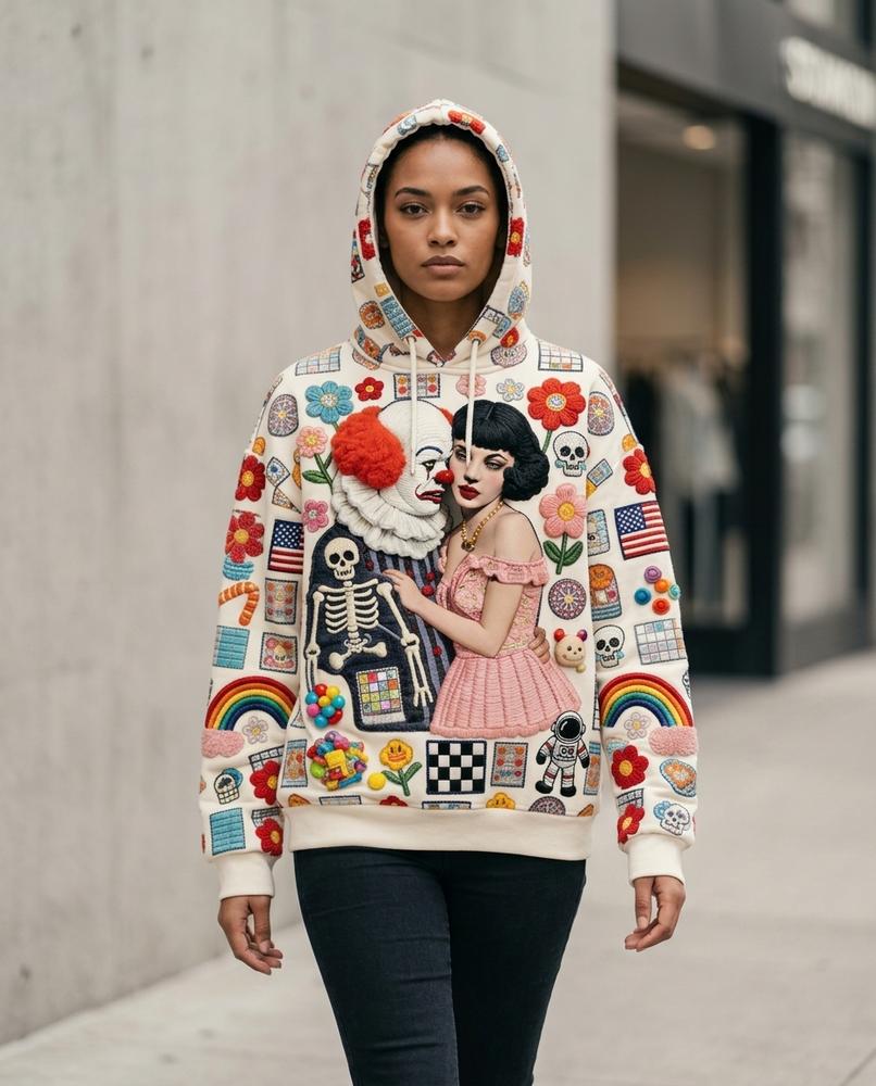 Statement Street - Zuzis | Bestickter Mehrfarbiger Hoodie Unisex