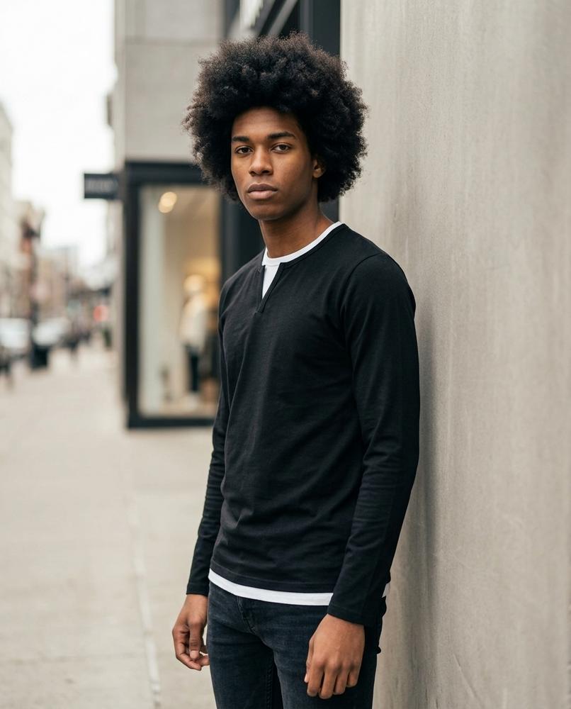 Statement Street - Momas | Doppellagig Langärmlig Shirt Herren